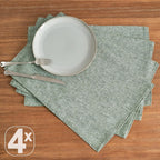 JINCHAN Linen Textured Placemats Set of 4 Farmhouse 13x19 Heathered Green