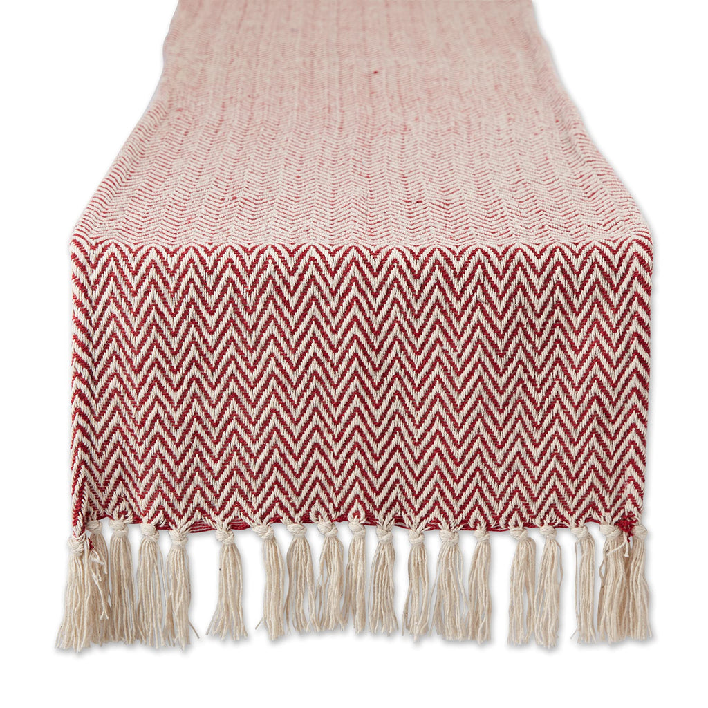 DII Woven Basic Tabletop Collection Chevron Table Runner, 15x72, Off-White