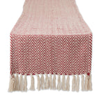 DII Woven Basic Tabletop Collection Chevron Table Runner, 15x72, Off-White