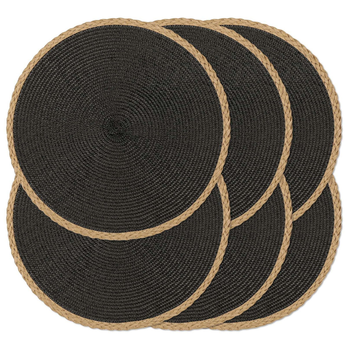 Round Placemats Set of 4, Woven Table Mats, Thin Edge, Green