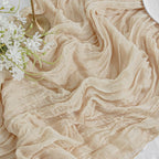 FEXIA Beige Cheesecloth Table Runner Gauze Rustic Boho Party Decoration