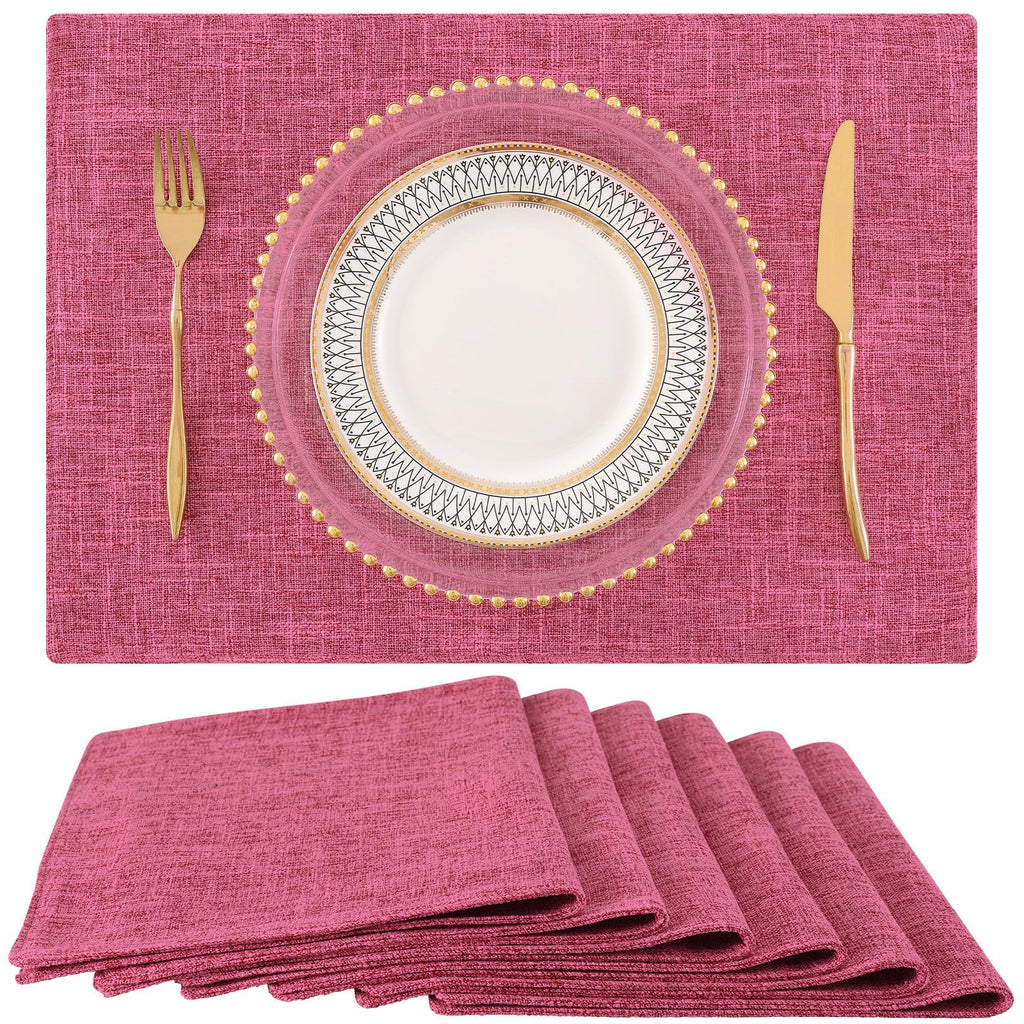 homing Faux Cotton Linen Placemats Set of 6, Cloth Dining Table Mats