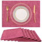 homing Faux Cotton Linen Placemats Set of 6, Cloth Dining Table Mats