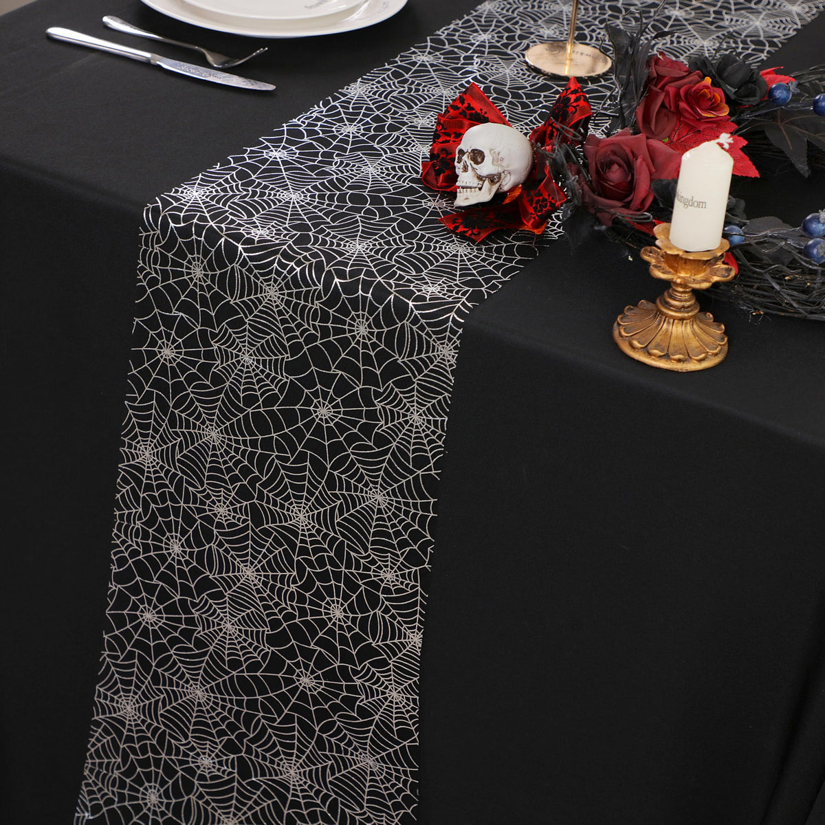 Snowkingdom 2 Pcs Gold Table Runner, Sequin Glitter Metallic Foil Thin Mesh Sparkly Runner Roll 11"x108", Gold Birthday Party Decorations, for Event Wedding Showers Christmas Thanksgiving Festive