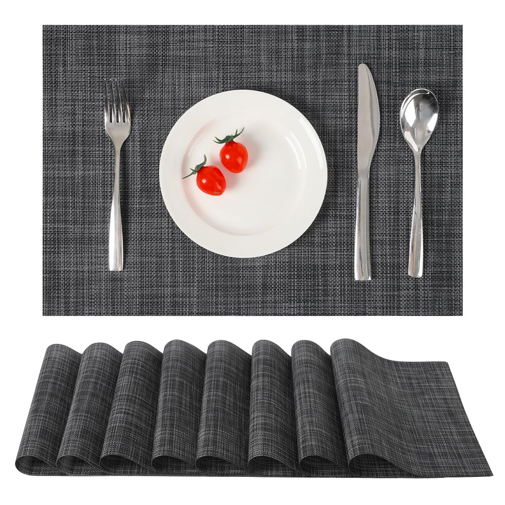 Myir JUN Black Placemats Set of 8 Kitchen and Dining Table Placemats
