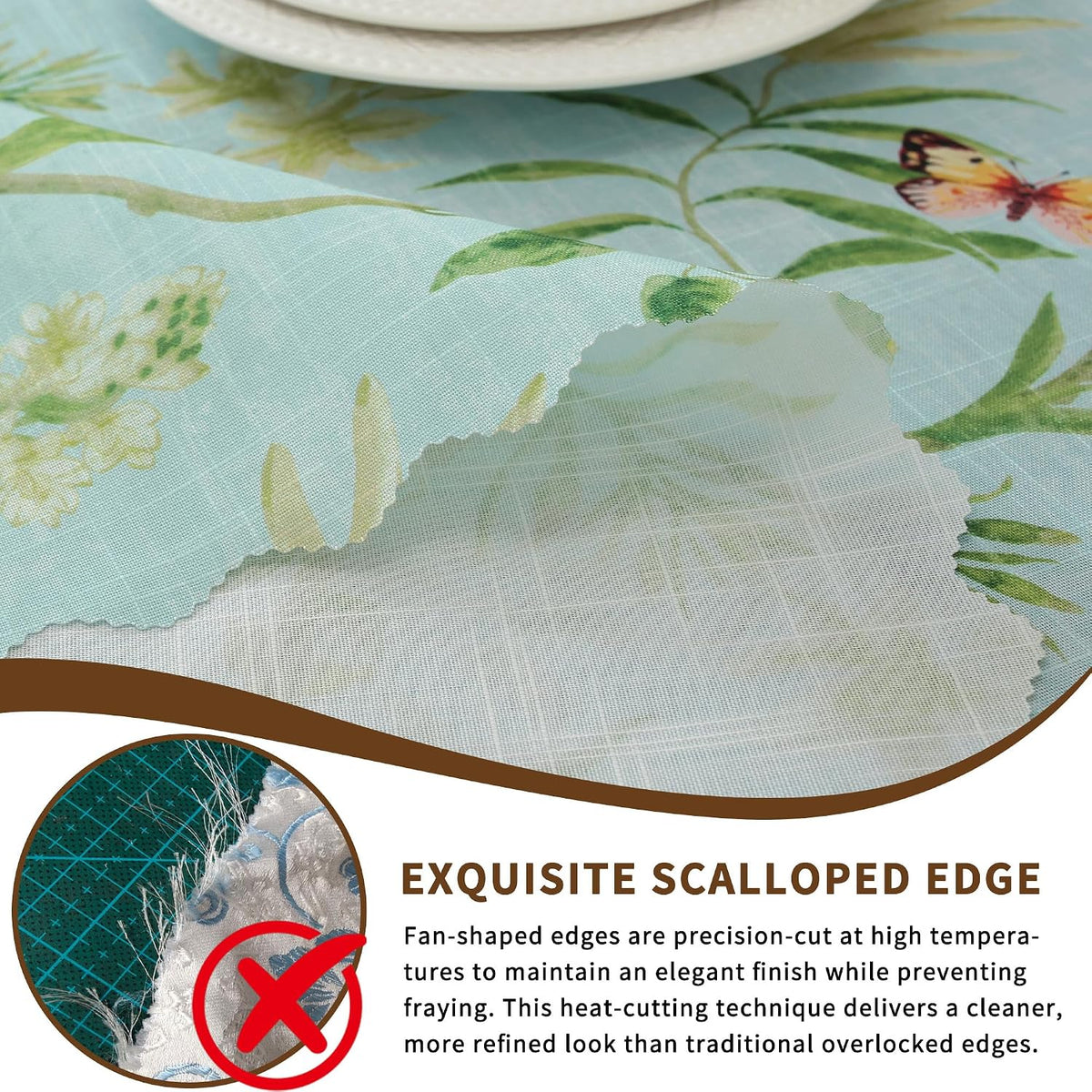 Rectangle Waterproof Tablecloth Linen Textured Table Cloth,Stain and Wrinkle Resistant Washable Fabric Table Cover for Dining, Party, Camping and Outdoor, 52 x 70 Inch, Green Leaves