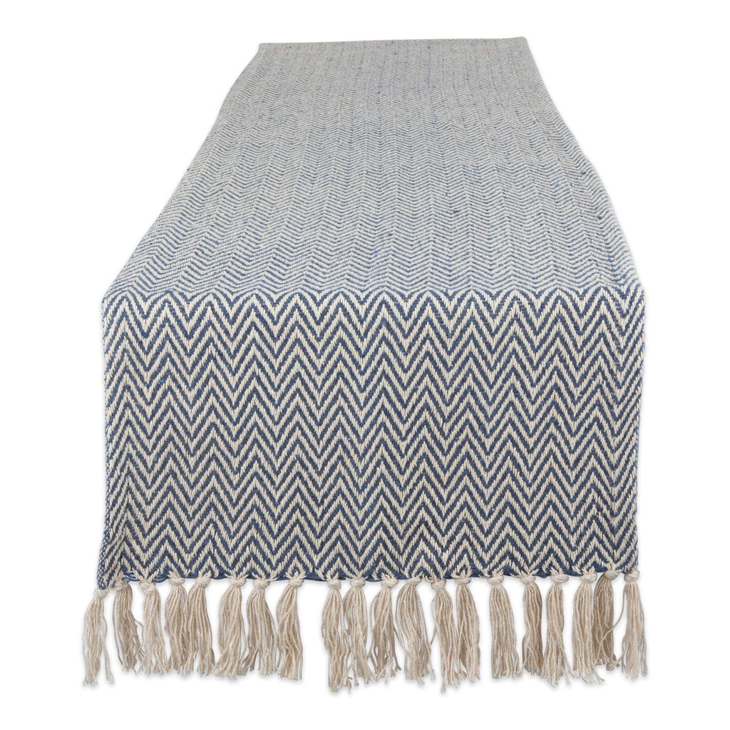 DII Woven Basic Tabletop Collection Chevron Table Runner, 15x72, Off-White