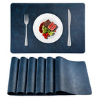 Faux Leather Placemats Set of 6, Washable Place Mats, Vinyl Placemats Wipeable Waterproof Oil-Proof Heat Resistant PU Table Mats for Dining, Kitchen, Hotel,43 * 30cm,Red
