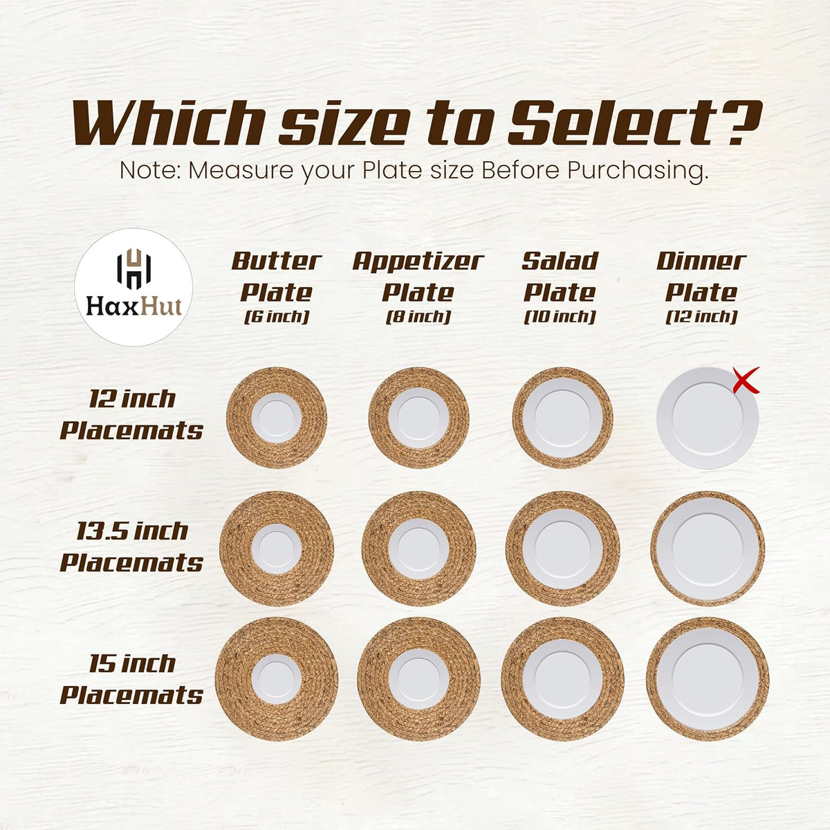 Round Woven Placemats Set of 10, Wicker Placemats for Dinner Plates | 12 Inch Natural Rattan Boho Style Braided Place Mats, Non-Slip, Heat Resistant, Dining Table Chargers with Bag for Storage