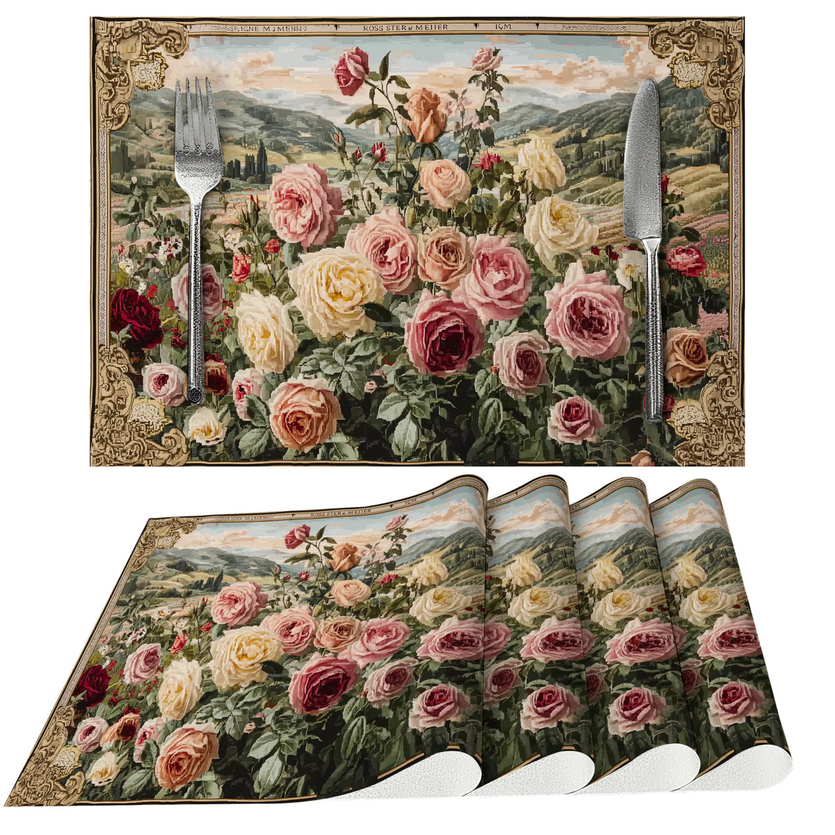 Tropical Palm Tree Placemats Set of 4 Washable Table Place Mats for Dining Kitchen Party Decor