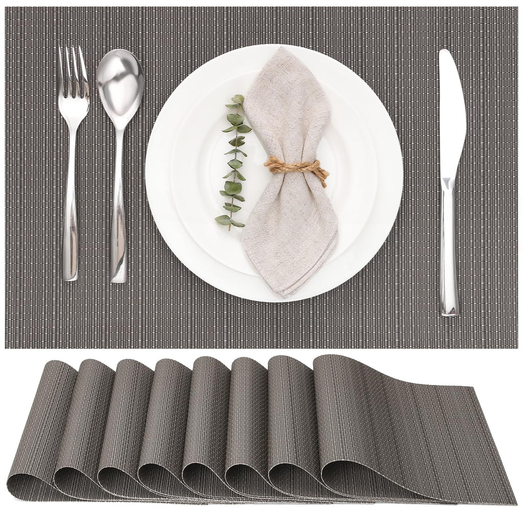 Myir JUN Black Placemats Set of 8 Kitchen and Dining Table Placemats
