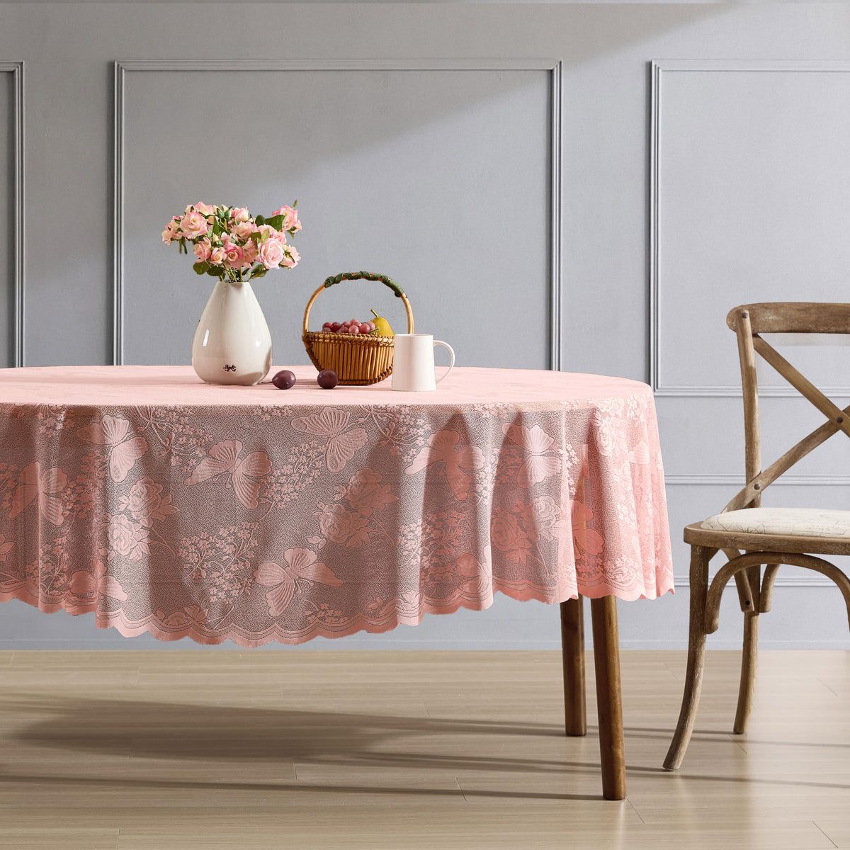 HLC.ME Sedona Lace Tablecloth, Rectangle, 60x84 Inch, White