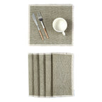 Hausattire Cotton Frayed Placemats Set of 4 Dining Table 14x14 Inch | Rustic Vintage Boho Washable Easter Placemat for Outdoor Parties BBQ's Wedding, Holiday, Special Occasions, Nubby Cotton - Brown