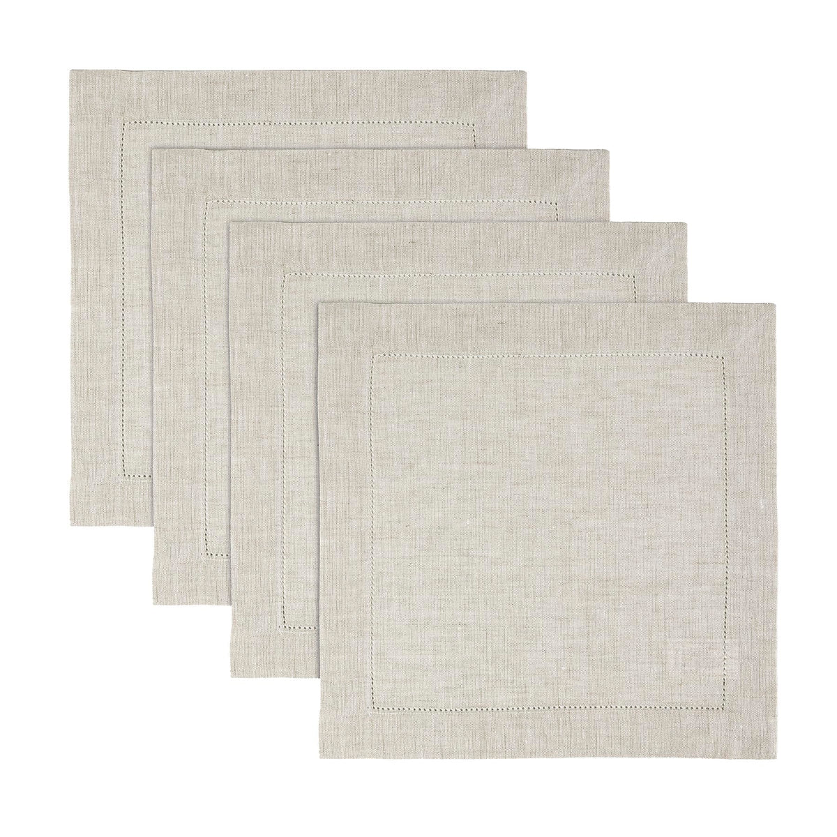 Solino Home 100% Pure Linen Placemats Green Hemstitch, 14 x 19 in, Set of 4