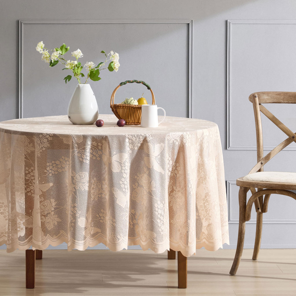 HLC.ME Sedona Lace Tablecloth, Rectangle, 60x84 Inch, White
