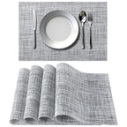 Timeet Placemats Set of 6, Heat Resistant Non-Slip Place Mats, Durable Washable PVC Vinyl Woven Table Mats, Linen Textured Table Placemats for Dining Kitchen Resistant Easy to Clean(Brown)