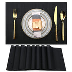 SLKQG Navy Blue Placemats Set of 8 - Easy Clean Washable Vinyl Placemats - Wipeable Heat Resistant Table Mats for Dining Table - 17x12 Inch (Navy Blue, 8)