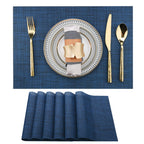 SLKQG Navy Blue Placemats Set of 8 - Easy Clean Washable Vinyl Placemats - Wipeable Heat Resistant Table Mats for Dining Table - 17x12 Inch (Navy Blue, 8)