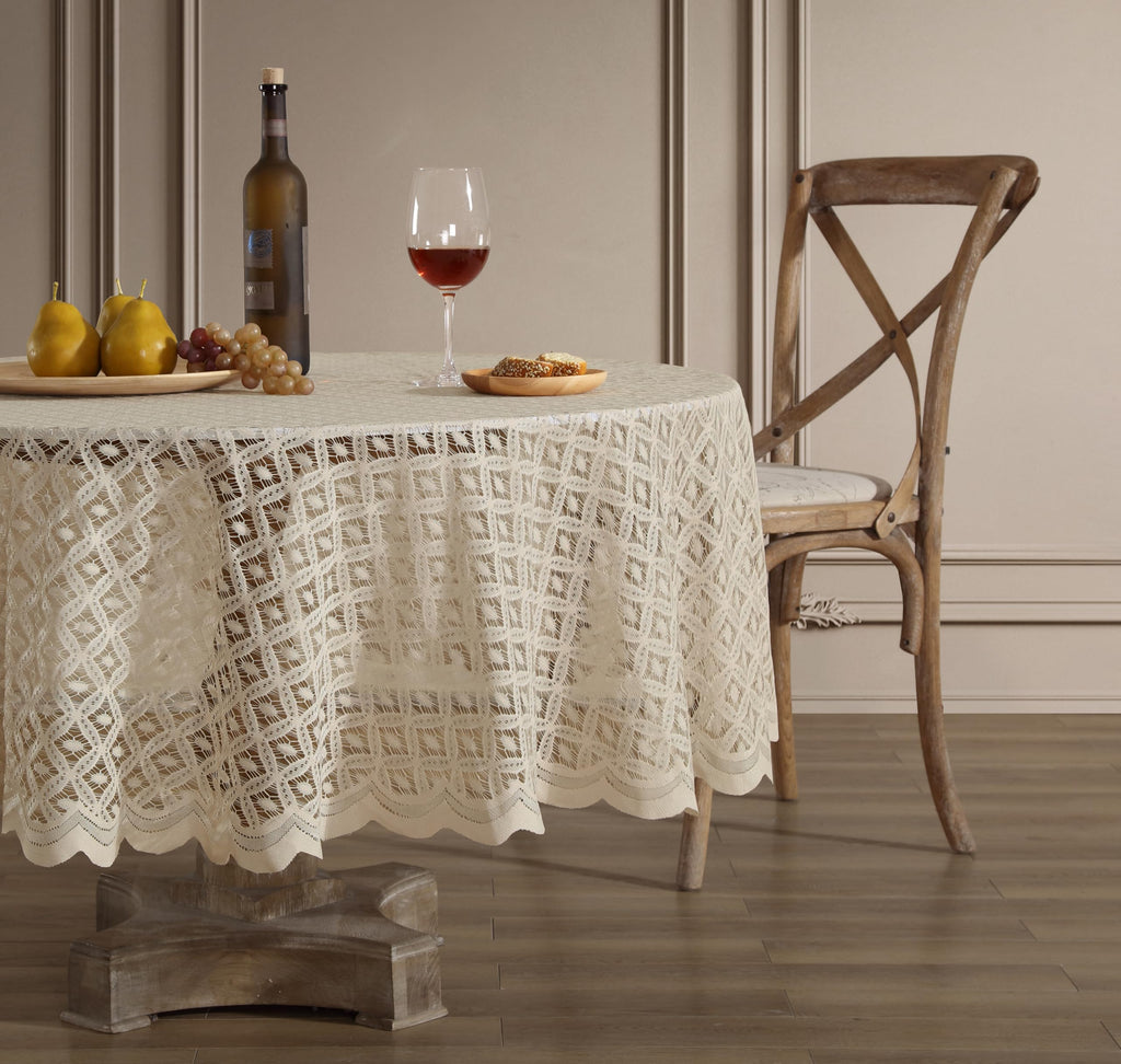 HLC.ME Sedona Lace Tablecloth, Rectangle, 60x84 Inch, White