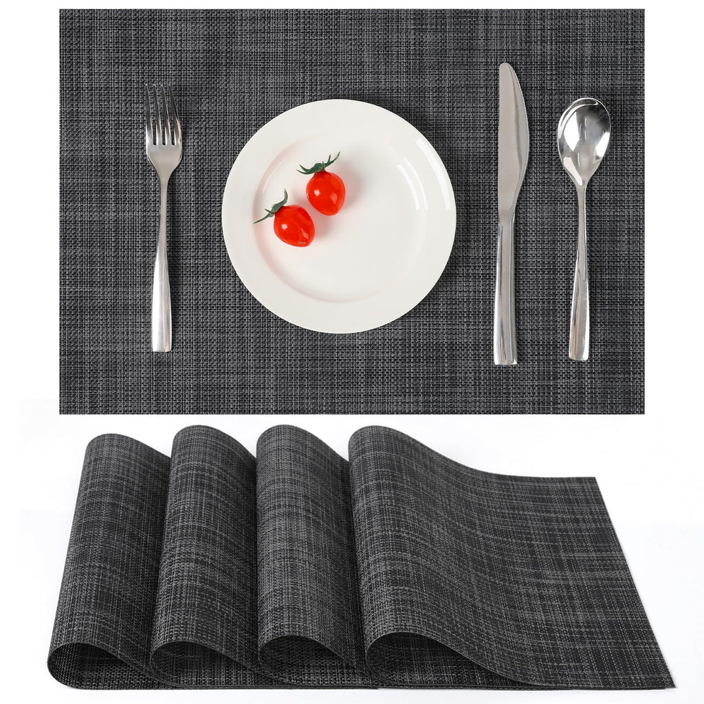 Myir JUN Black Placemats Set of 8 Kitchen and Dining Table Placemats