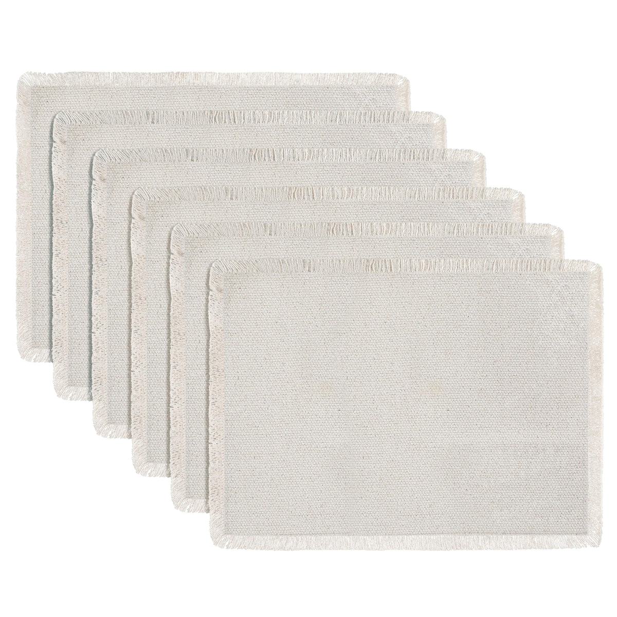 Hausattire Cotton Frayed Placemats Set of 4 Dining Table 14x14 Inch | Rustic Vintage Boho Washable Easter Placemat for Outdoor Parties BBQ's Wedding, Holiday, Special Occasions, Nubby Cotton - Brown