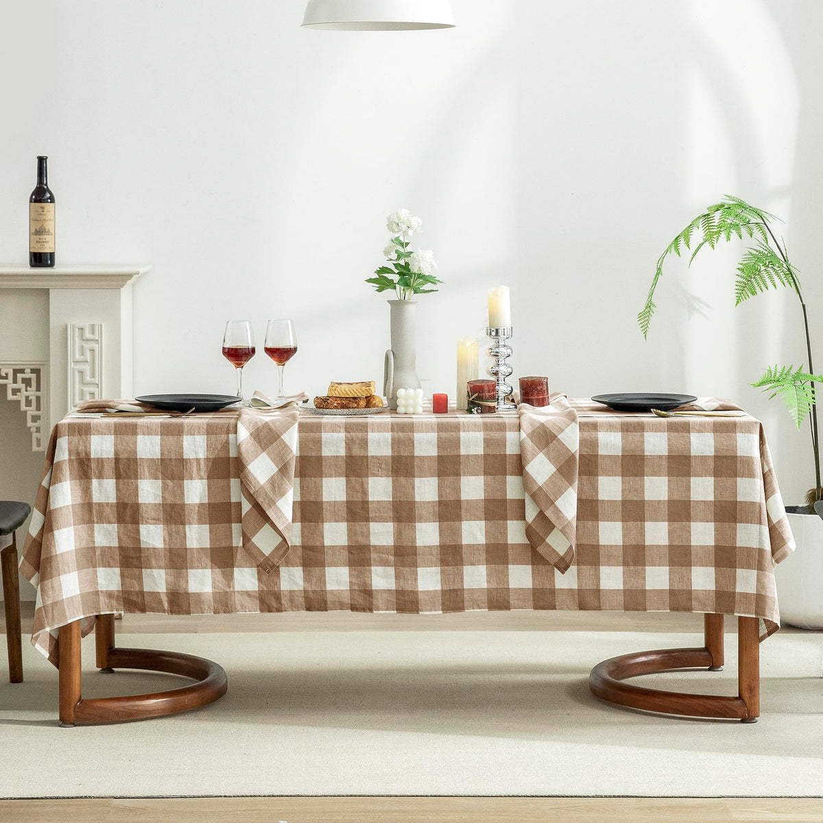 EVERLY 100% Pure Linen Rectangle Tablecloths 60x144Inches for Dining, Buffet Parties, Picnic,Events, Weddings and Restaurants, Decorative Halloween, Thanksgiving Machine Washable Tablecloths-White