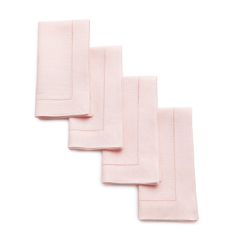 Solino Home 100% Pure Linen Placemats Green Hemstitch, 14 x 19 in, Set of 4