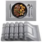Timeet Placemats Set of 6, Heat Resistant Non-Slip Place Mats, Durable Washable PVC Vinyl Woven Table Mats, Linen Textured Table Placemats for Dining Kitchen Resistant Easy to Clean(Brown)