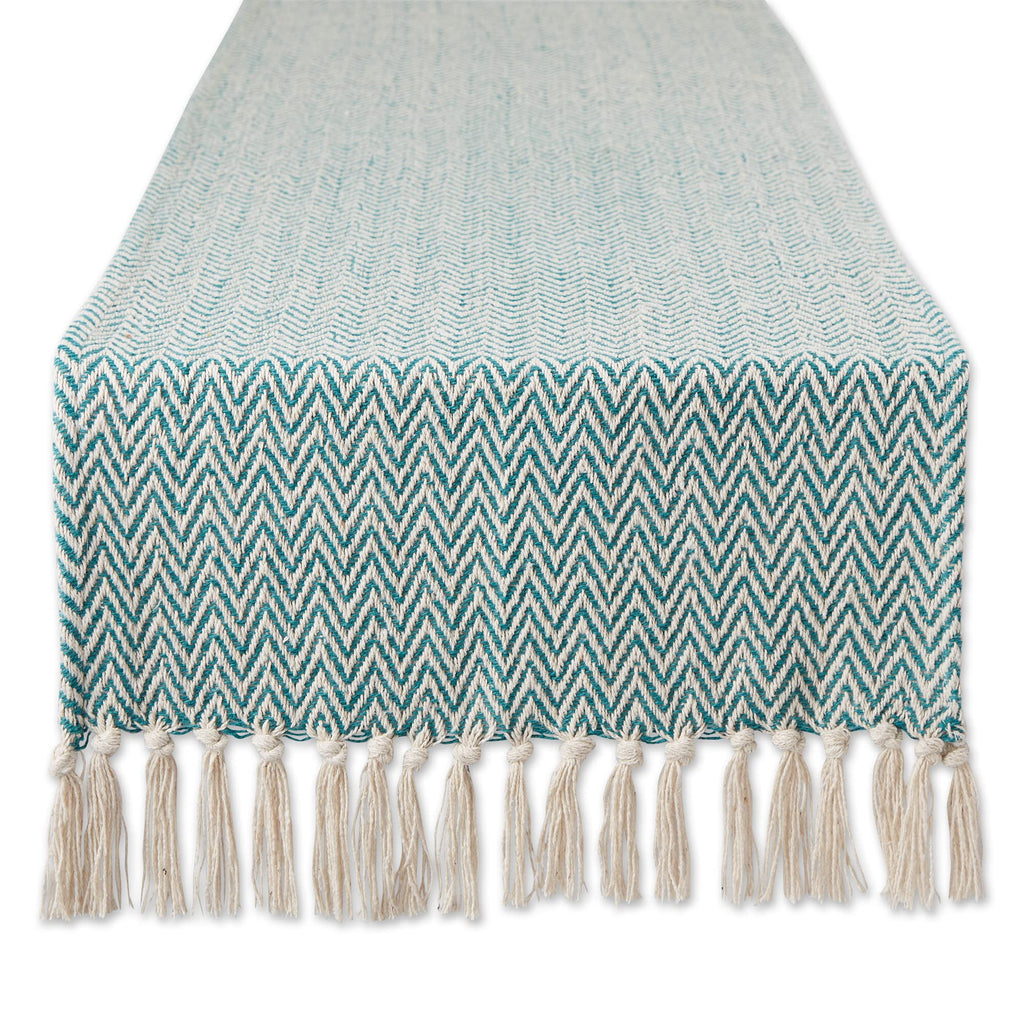 DII Woven Basic Tabletop Collection Chevron Table Runner, 15x72, Off-White
