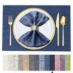 BETEAM Placemats Set of 8, Woven Vinyl Place Mats for Dining Table, Gray