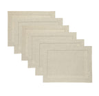 Solino Home 100% Pure Linen Placemats Green Hemstitch, 14 x 19 in, Set of 4