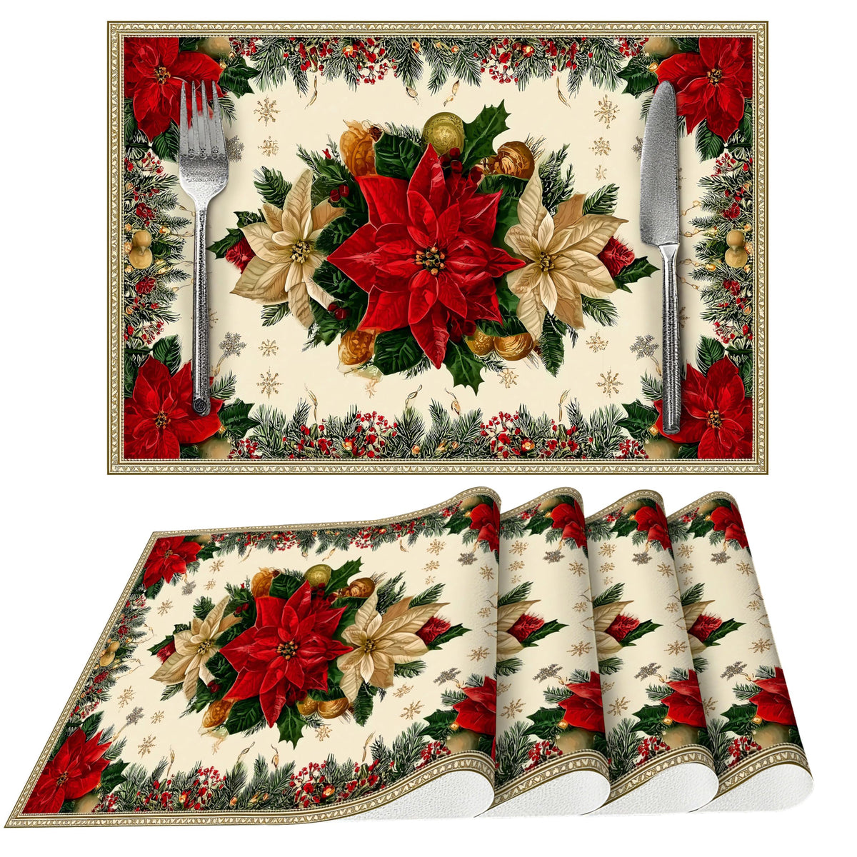 Tropical Palm Tree Placemats Set of 4 Washable Table Place Mats for Dining Kitchen Party Decor