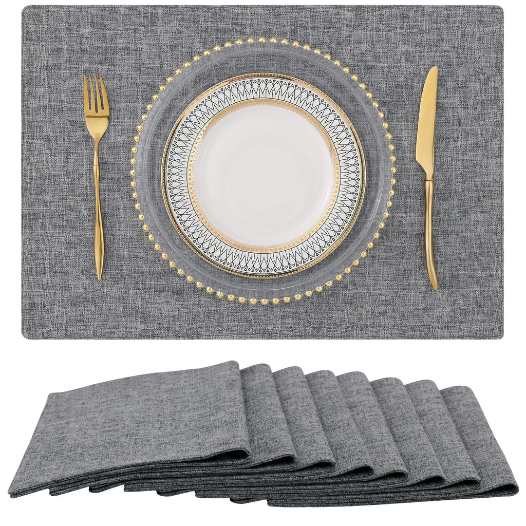 homing Faux Cotton Linen Placemats Set of 6, Cloth Dining Table Mats
