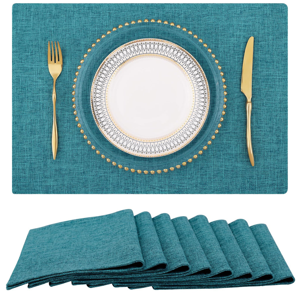 homing Faux Cotton Linen Placemats Set of 6, Cloth Dining Table Mats