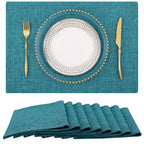 homing Faux Cotton Linen Placemats Set of 6, Cloth Dining Table Mats