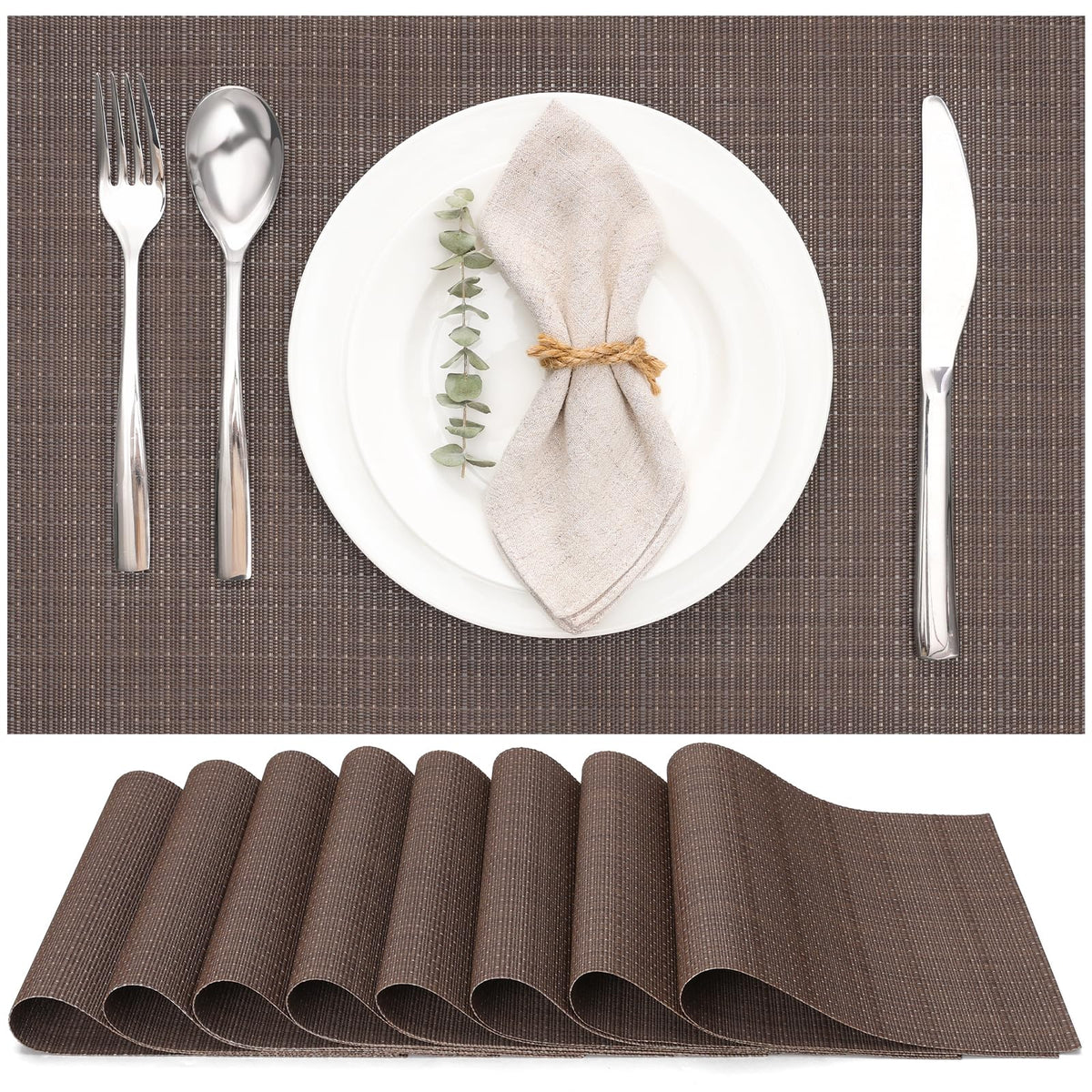 Myir JUN Black Placemats Set of 8 Kitchen and Dining Table Placemats