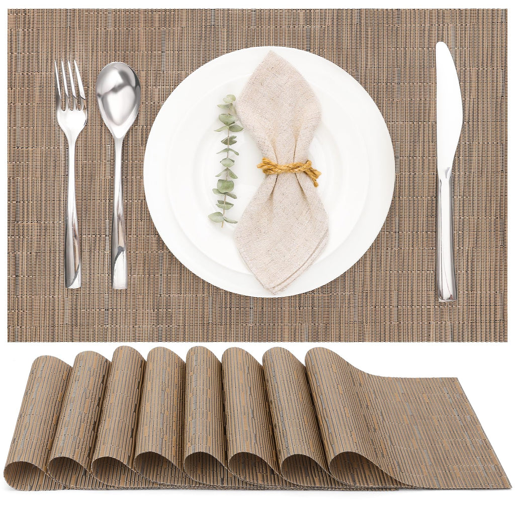 Myir JUN Black Placemats Set of 8 Kitchen and Dining Table Placemats