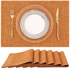 homing Faux Cotton Linen Placemats Set of 6, Cloth Dining Table Mats