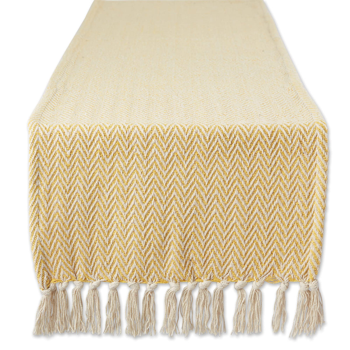 DII Woven Basic Tabletop Collection Chevron Table Runner, 15x72, Off-White