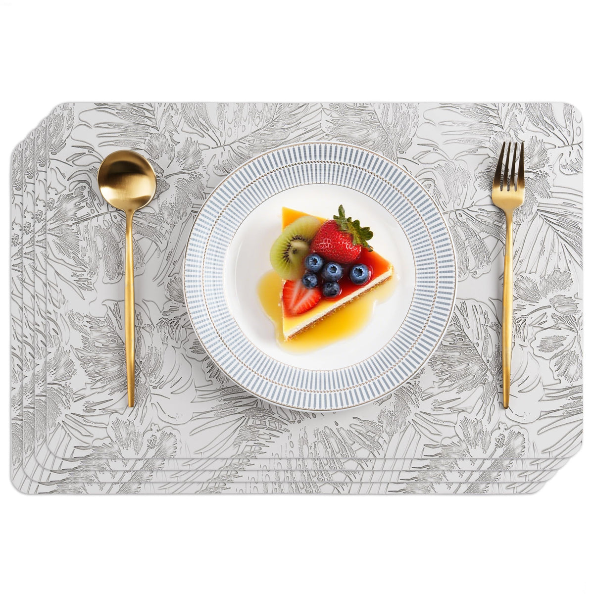 POLYTE Indoor/Outdoor Washable Vinyl Faux Leather Placemats, Set of 4