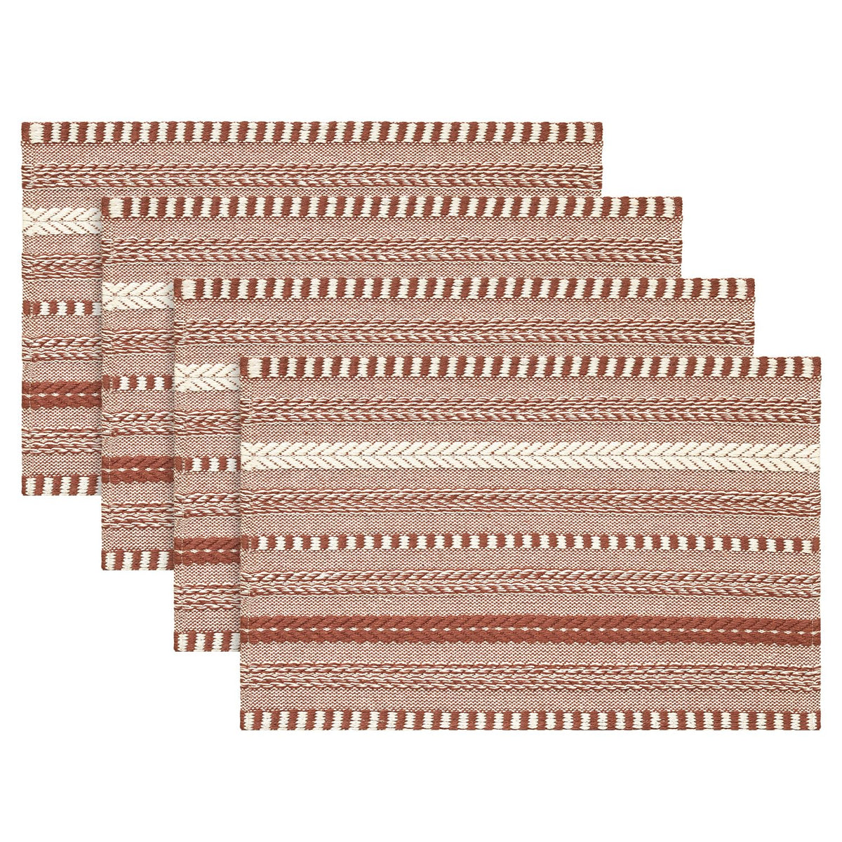 Artoid Mode Pink Woven Braided Stripe Placemats Set of 4-12x18 Inch