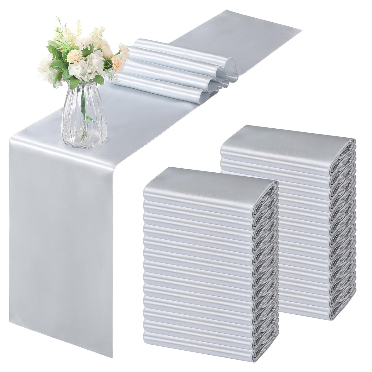 Horbaunal 12 Pack Sage Green Satin Table Runner 12 x 108 Inch