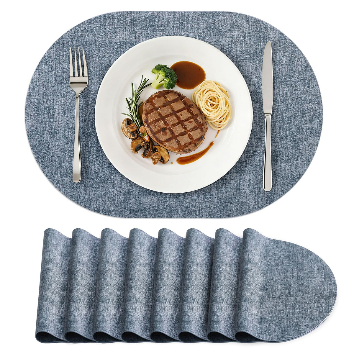homing Heat Resistant Oval Placemats Set of 6, Navy