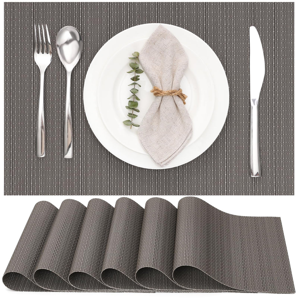 Myir JUN Black Placemats Set of 8 Kitchen and Dining Table Placemats