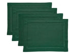 Solino Home 100% Pure Linen Placemats Green Hemstitch, 14 x 19 in, Set of 4
