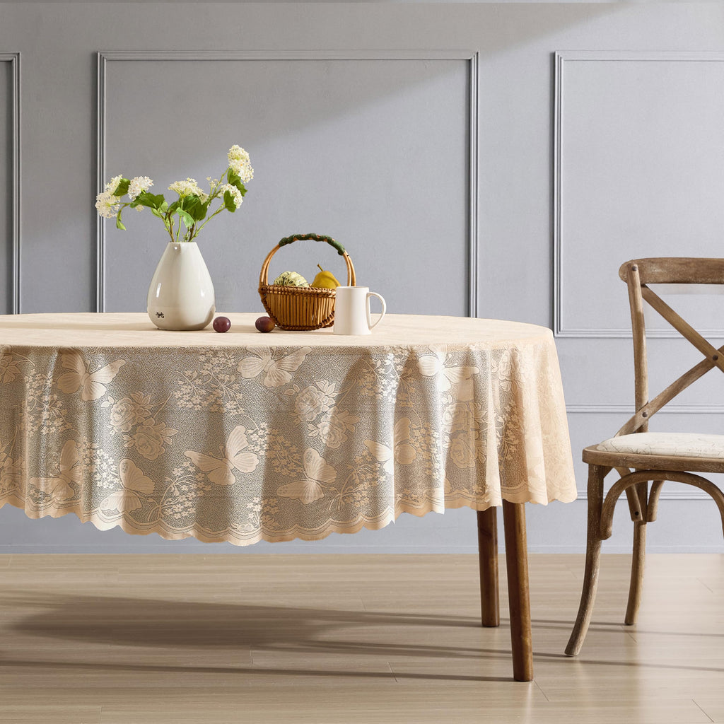 HLC.ME Sedona Lace Tablecloth, Rectangle, 60x84 Inch, White