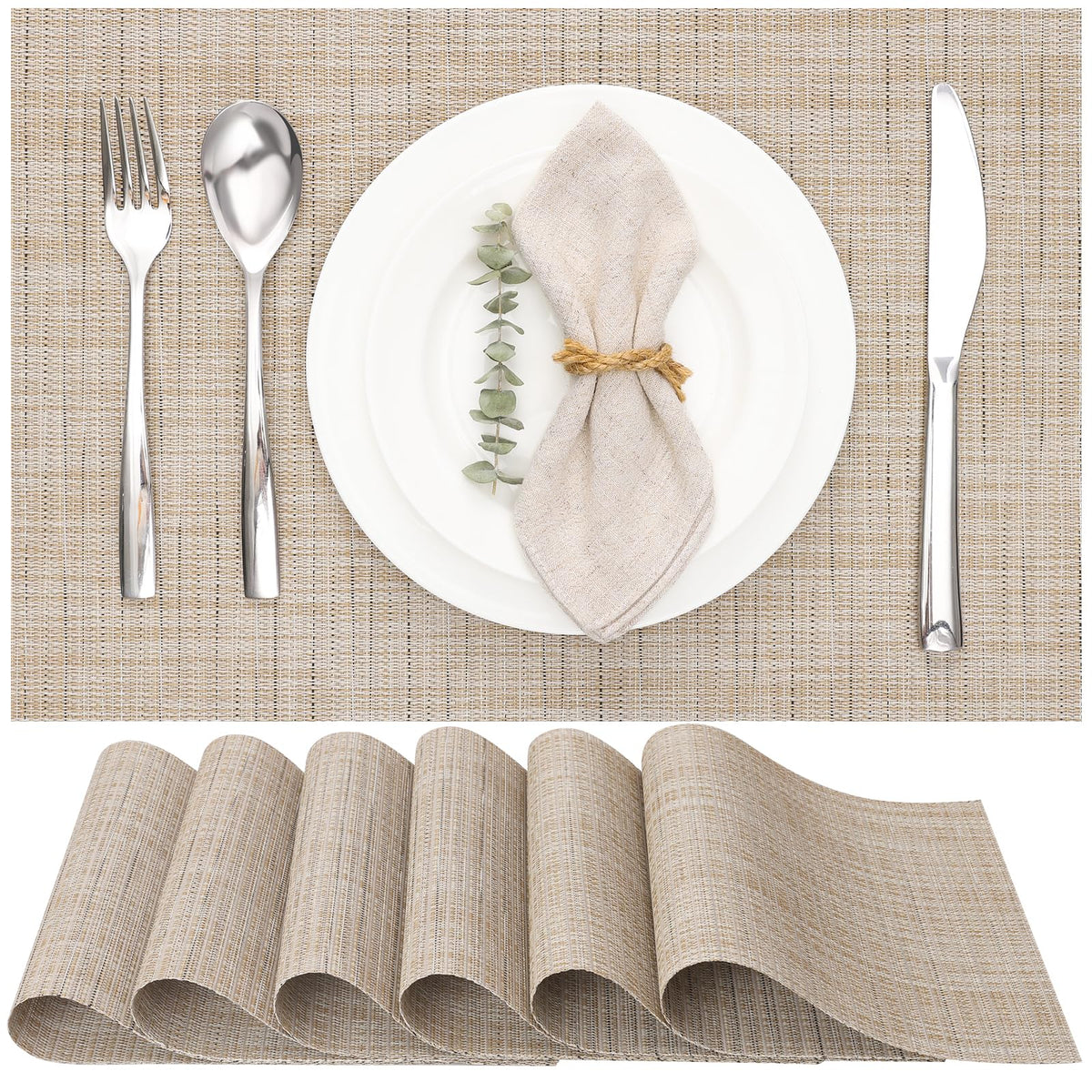 Myir JUN Black Placemats Set of 8 Kitchen and Dining Table Placemats