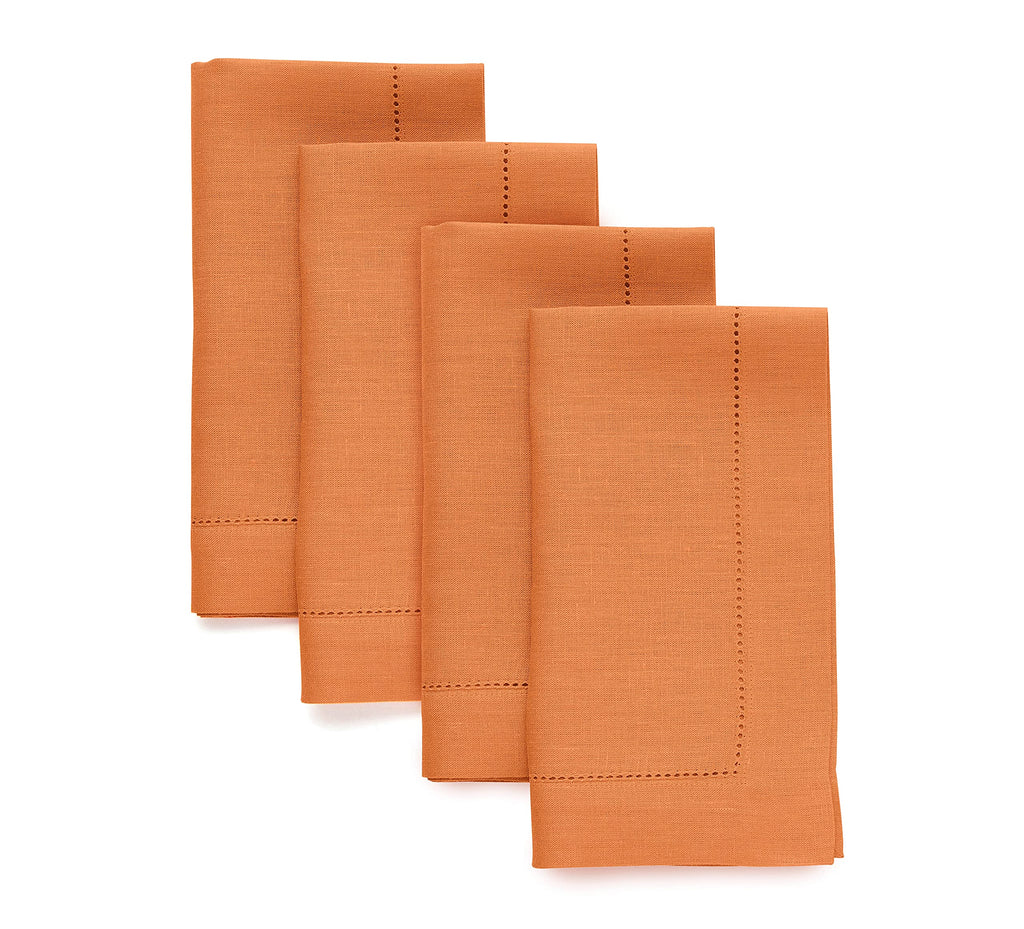 Solino Home 100% Pure Linen Placemats Green Hemstitch, 14 x 19 in, Set of 4