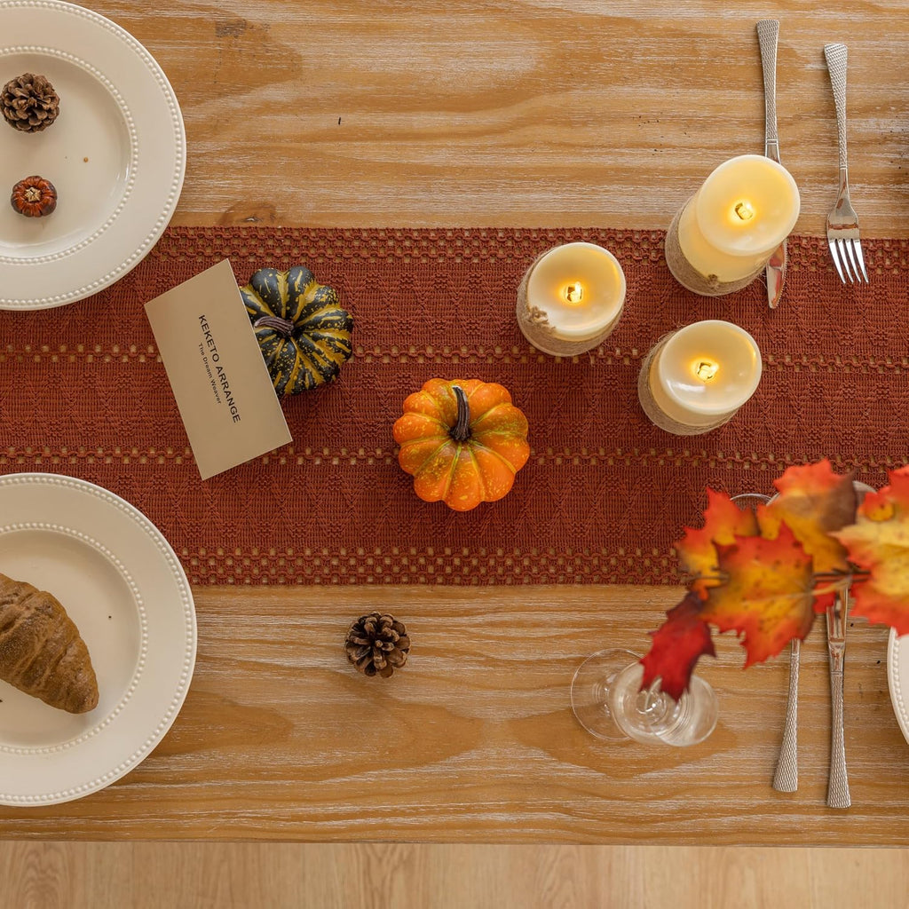 Fall Thanksgiving Boho Macrame Table Runner 12x72 Inch