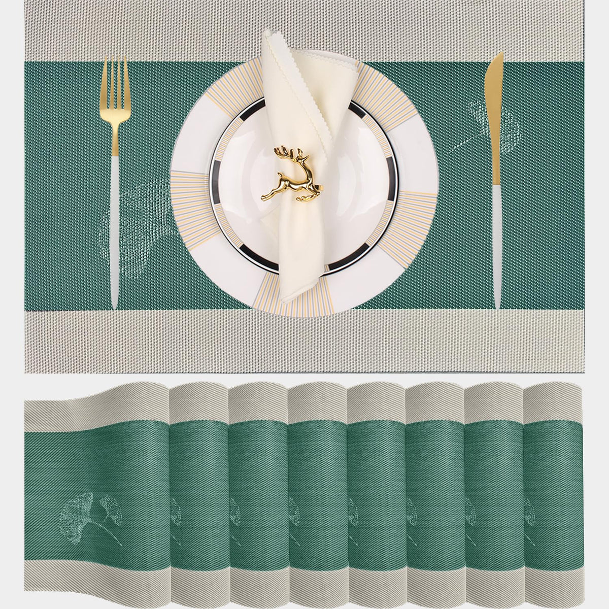 PIGCHCY Placemats,Durable Placemats for Dining Table,Washable Woven Vinyl Kitchen Placemats Set of 4 (Brown)